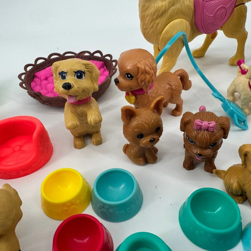 Barbie Mattel Pet Figure Accessory Lot Dogs Cats Puppies Flocked Kidcore Toy Set
